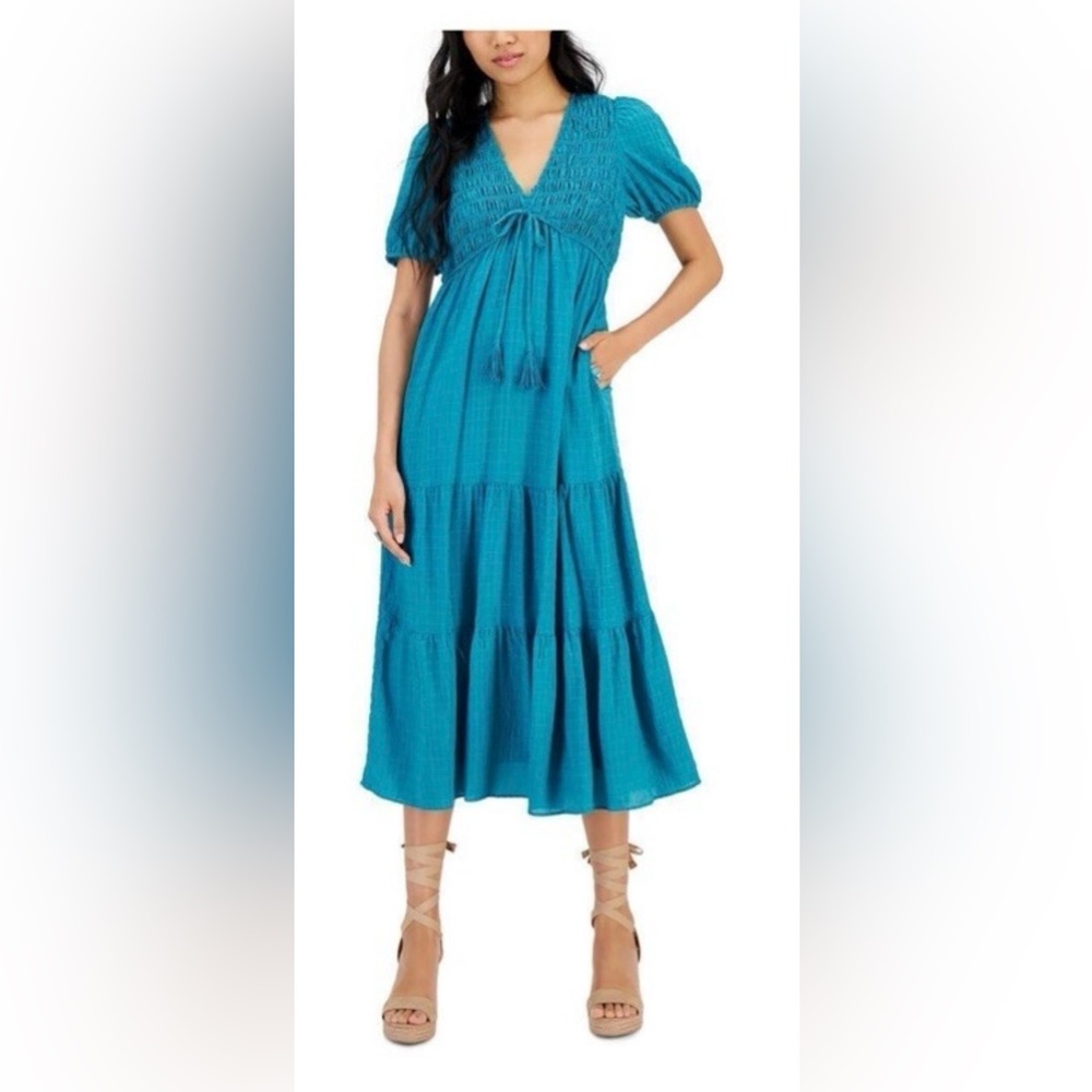 Tiered Maxi Dress in Teal Blue